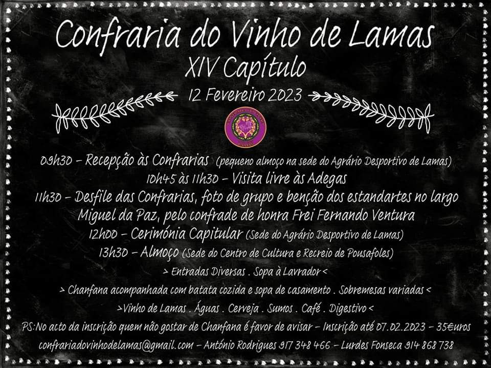 XV Cap&iacute;tulo da Confraria do Vinho de Lamas